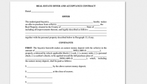Purchase of real estate offer letter