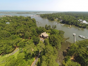 Aerial shot of Wilmington NC Waterfront Home