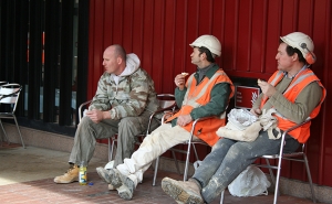 Construction crew takes a break