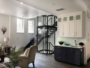The Vuelift is a glass elevator, shown here in a townhome.