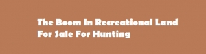The Boom In Recreational Land For Sale For Hunting
